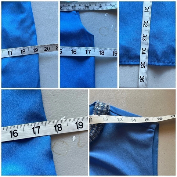 3.1 Philip Lim Target womens Blue Shift mini Dress Jeweled Neck Line Size XS - Picture 6 of 11